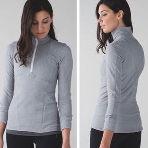 LULULEMON KANTO CATCH ME 1/2 HALF ZIP PULLOVER TOP HEATHERED HERRINGBONE GRAY 6